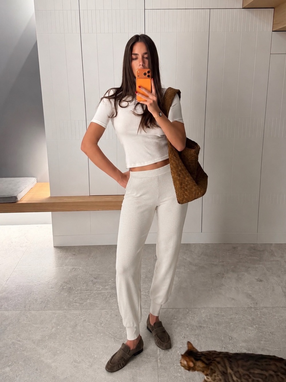 Wilfred Free Aritzia ECOVERO Knit Jogger Pants Cream High Rise XXS Lounge